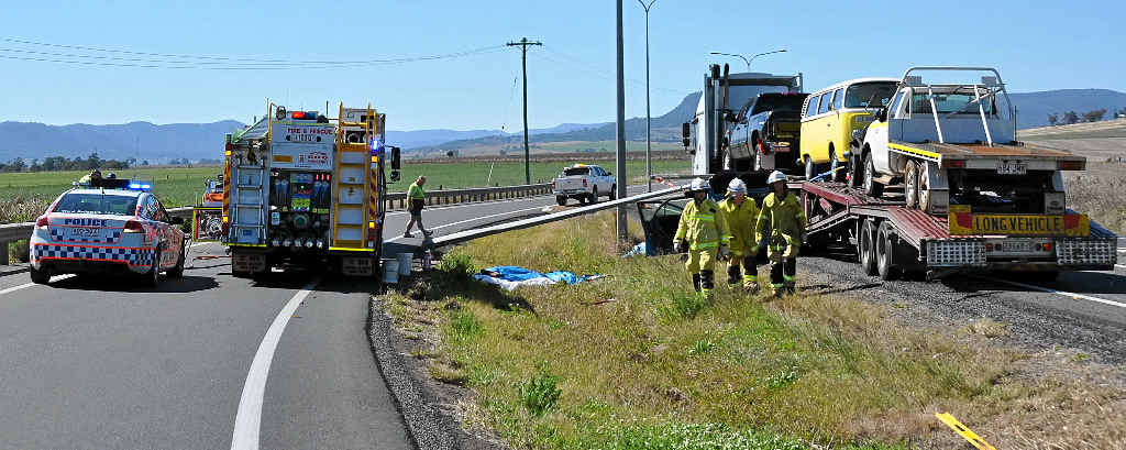 FATALITY: The horror scene of a double fatality at the notorious Eight Mile intersection that took the lives of Jaydon Adams and Samantha Lee Burgess.